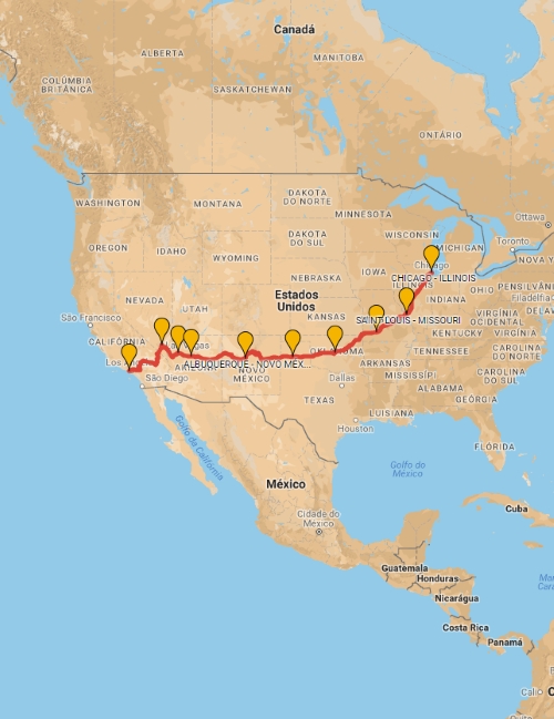 Mapa Viaje Ruta 66 